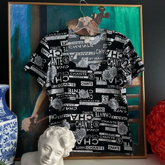 Ness Black & White Chante T-shirt size Large - Picture 1 of 16